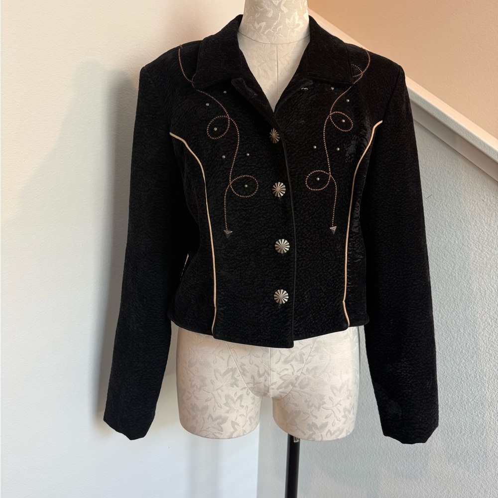 Vintage 90s Western Saddle Ridge Jacket Black USA Rodeo Cowgirl medium large